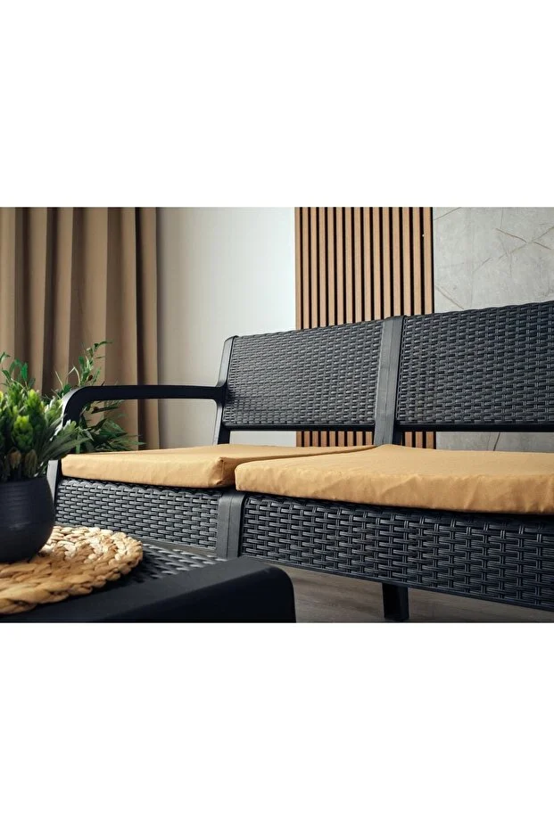 Lüx Sofia 4 Kişilik Minderli Sehpalı Raddan Bahçe Balkon Teras Ergonomik  Oturma Grubu 2 1 1